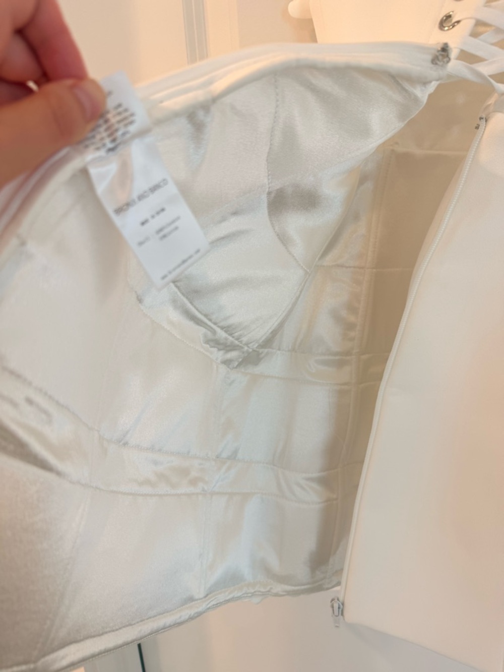NWOT BRONX BANCO Emma White Floral Appliqué Spaghetti Strap Mini Wedding Dress - Picture 15 of 17